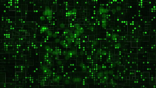 Neon Green Matrix Circles: Futuristic Digital Code with Glowing Lines and AI Influence