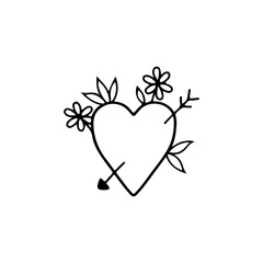 vector illustration of heart with flowers