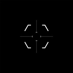Cyberpunk style element. Tech design target. Futuristic aim. A vector futuristic cyberpunk design sight or reticle. GUI design element.