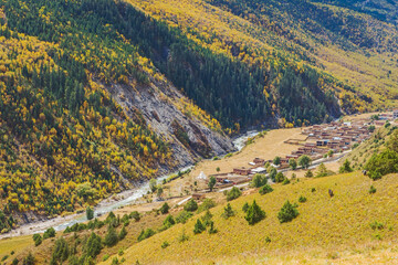 Natural beauty of temples, grasslands and pastures in Xizang Autonomous Region of China 