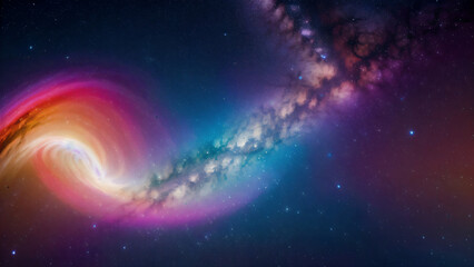 Bunte Galaxien . Weltraum mit Milchstraßen und Sternen KI Generated - obrazy, fototapety, plakaty