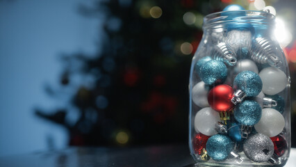 Christmas Balls Into The Jar