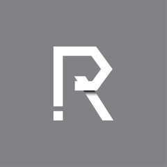 Creative and minimalist letter R logo design icon, Letter R negative space  template