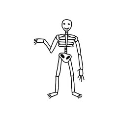 vector illustration of a funny skull skeleton character