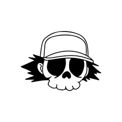 vector illustration of a skull wearing a hat
