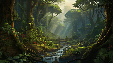 Africa cameroon rainforest central illustration