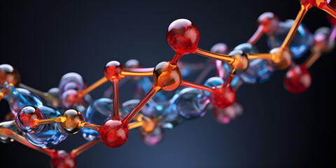  A colorful image of a molecule Chain of Amino Acid or Biomolecules Called Protein Chemical Science And Technology Research Design Element   - obrazy, fototapety, plakaty