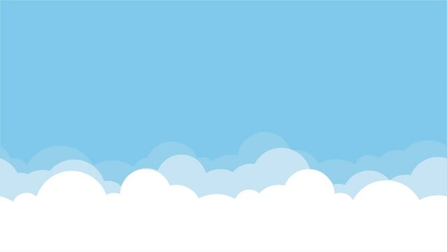 Cute white cloud on bright blue sky loop animation	