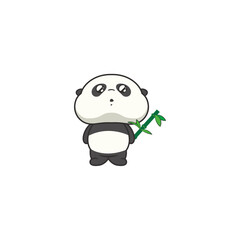 set of cute pandas carrying bamboo cute