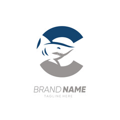 Letter C Shark Logo Design Vector Icon Graphic Emblem Illustration