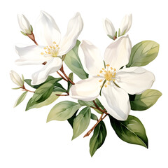 Obraz premium Night blooming jasmine, Flowers, Watercolor illustrations