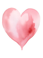 Pink watercolor heart with transparent background