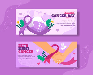 Cancer Day Horizontal Banner Flat Cartoon Hand Drawn Templates Background Illustration