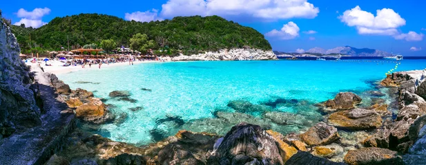 Rolgordijnen Greece. Antipaxos island - small beautiful ionian island with gorgeous white beaches and turquoise crystal sea. View of  stunning Vrika beach © Freesurf