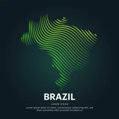 Fotobehang simple logo map of brazil Illustration in a linear style. Abstract line art brazil map Logotype concept icon. Vector logo Brazil map color silhouette on a dark background. EPS 10 © Designer ASK