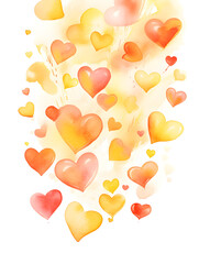 Abstract background illustration with yellow watercolor hearts 