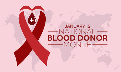 Fototapeta premium National Blood Donor Month vector template. Saving Lives with Blood Donation and Medical Support Illustration. background, banner, card, poster design.