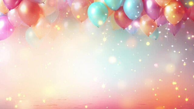 Colorful 3D balloons on glitter background, happy birthday, happy holidays dynamic video
