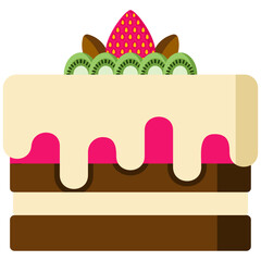 Cake Icon In Flat Design Style Vector Illustration