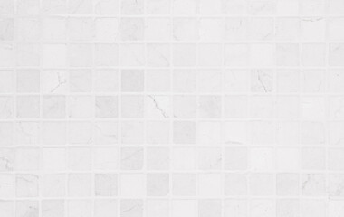 White tile wall chequered background bathroom texture. Ceramic brick wall and floor tiles mosaic background in bathroom and kitchen clean. Design pattern geometric with grid wallpaper floor elements. - Powered by Adobe