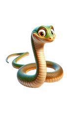 Naklejka premium Smiling snake. 3D cartoon animal