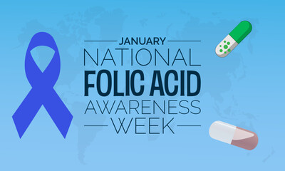 National Folic Acid Awareness Week vector template. Promoting Health and Pregnancy Wellness with Folic Acid Education and Support Illustrations. background, banner, card, poster design.