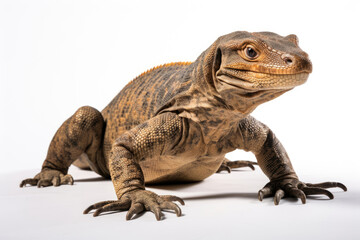 Giant Indonesian varanus (Varanus komodoensis) on white background