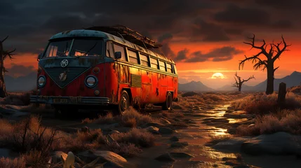 Rolgordijnen 3d realistic bus © avivmuzi