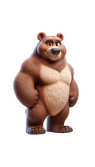 Fototapeta premium Muscular brown bear. 3D Cartoon Animal