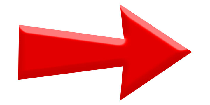 Arrow icon. Simple vector arrow illustration. Red 3d icon.