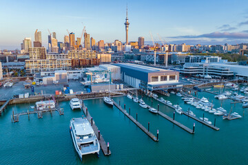 Westhaven marina looking back to Auckland city, New Zealand