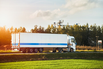 A fast and efficient delivery service with a truck on the road, transporting freight and packages across the country.