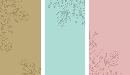 Stunning social media banners featuring a beautiful set of leaves and flowers with minimal abstract organic shapes. Versatile templates suitable for posts, cards, covers, and more. Vector illustration