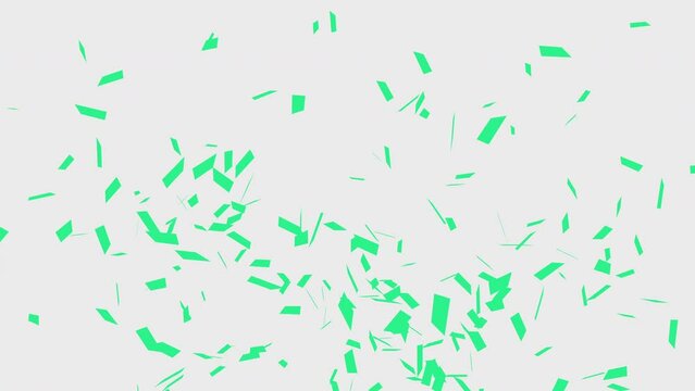 Confetti Turquoise Party Popper Explosions on a White and Green Background, Two options 3d animation, 4K.