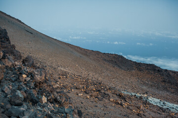 Mountain Teide top view with tracks
