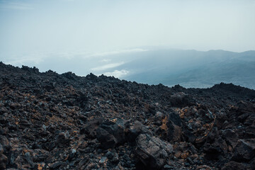 Mountain Teide top view with tracks