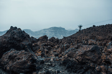 Mountain Teide top view with tracks