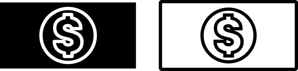 money buck icon, glyph and line style. Vector illustration