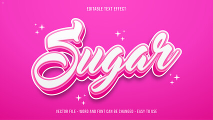 Editable text effect candy theme, pink text style