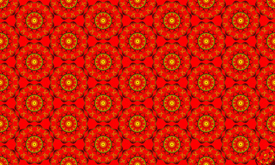 monochrome ornament of round figures. bright red horizontal seamless pattern. colorful decorative cover. packaging design. a holiday card.