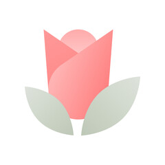 Cute pink tulip flower icon vector design