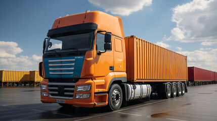 3d realistic container trucks