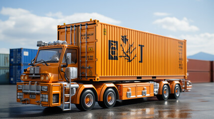 3d realistic container trucks