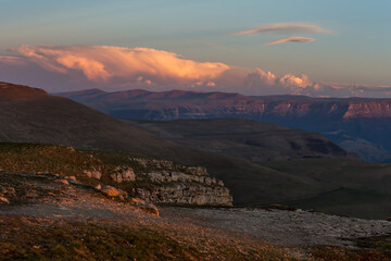 Panoramic view of the Caucasus mountains