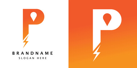 Abstract Initial Letter P power logo. Shape Cutout Style isolated on Double Background. Usable for Business and Branding Logos. Flat Vector Logo Design Template Element. - obrazy, fototapety, plakaty