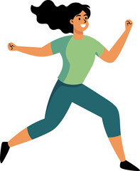 The cheerful Healthy people run for exercise happily with big smiles. Flat Style Cartoon Illustration.