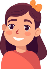 The young woman is smiling happily. Flat Style Cartoon Illustration.