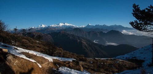 snow covered mountains in winter