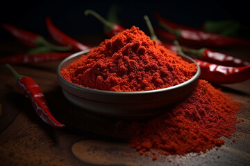 photo of red chili powder in a bowl 
