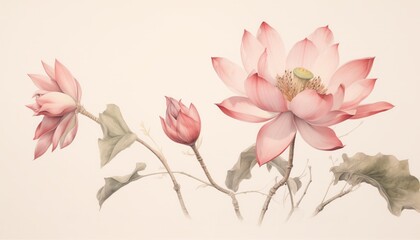 pink lily flower, classic art